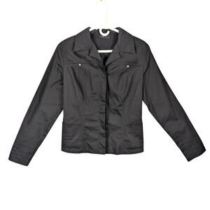 Versace Classic V2 Jacket Womens 44 Black Fitted Stretch Button Italian Designer